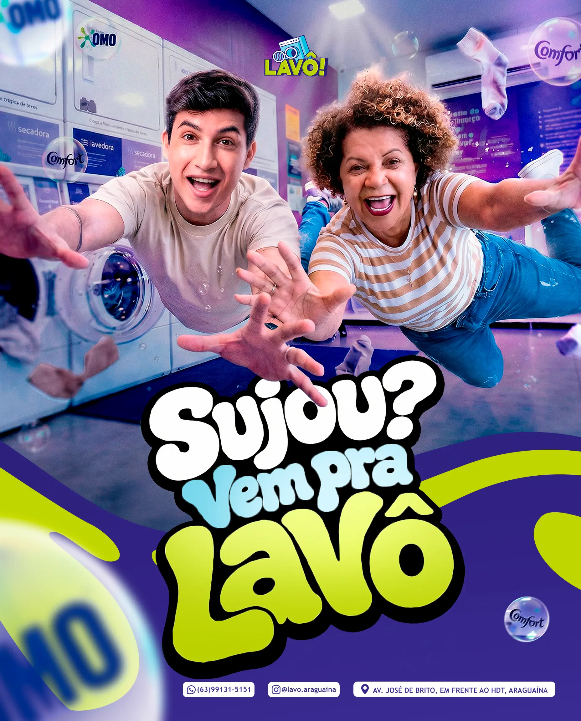 Campanha Publicitária Vem Pra Lavô - Design de Social Media e Branding para Lavanderia